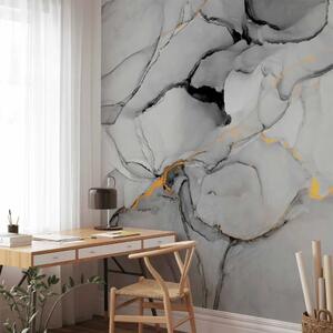 Carta da parati Eleganza di inchiostro e colore - astrazione in grigio chiaro e beige