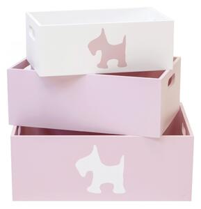 Dog set 3 scatole in legno 5x40x28/13x35x23/11x30x18cm
