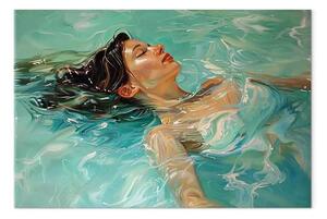 Quadro su tela Meditazione in acqua - donna rilassata che galleggia