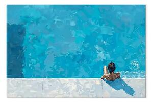 Quadro contemporaneo Nostalgia della piscina - una nuotata solitaria nella superficie dell'acqua blu