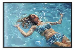 Poster: Relax blu - una donna che galleggia sotto il sole