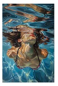 Quadro moderno La magia dell'immersione - donna in acqua con luci e ombre