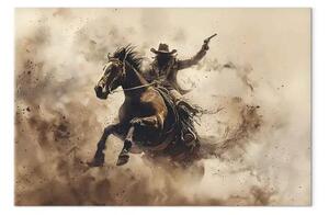 Quadro contemporaneo Galoppo selvaggio - cowboy a cavallo con fucile