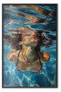 Poster: La magia dell'immersione - donna in acqua con riflessi luminosi