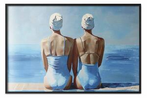 Poster: Armonia blu - due donne in costume da bagno in riva al mare