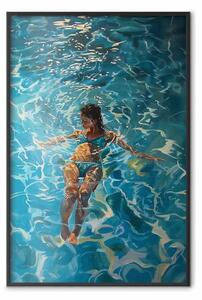 Poster: Momento di tranquillità - donna che galleggia circondata da riflessi
