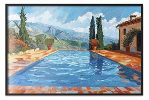 Poster: Villa in Toscana - piscina con vista su pittoresche colline e cipressi