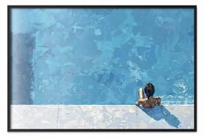 Poster: Spazio blu - donna immersa in una calma piscina blu