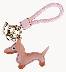 Portachiavi in pelle vegana fatto a mano Dachshund