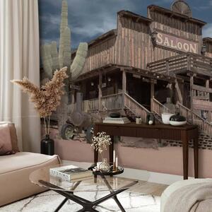Carta da parati moderna Vecchio Saloon - edificio tradizionale lungo strada del Far West