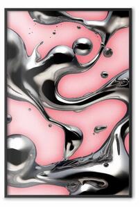 Poster: Onde metalliche - forme fluide d'argento su sfondo astratto