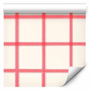 Tappezzerie Griglia minimalista - motivo con linee rosse su sfondo chiaro