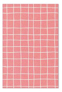 Quadro contemporaneo Motivo geometrico - griglia irregolare rosa su sfondo