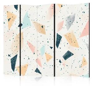 Paravento separè Terrazzo astratto - motivo geometrico con elementi multicolori