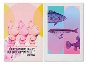 Quadro Composizioni fantasiose - pesci e sculture surreali citazioni