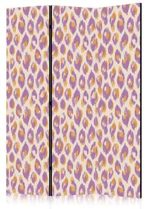 Paravento design Macchie animali - motivo giallo e viola su sfondo chiaro