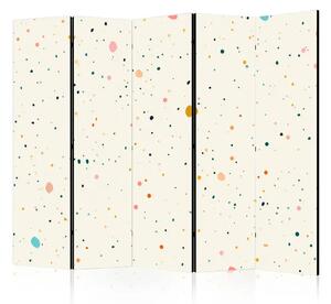 Paravento Terrazzo spots - motivo con punti multicolori su sfondo beige