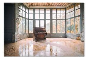 Quadro contemporaneo Pianoforte in autunno - strumento solitario nel paesaggio