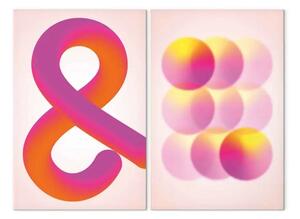 Quadro Simbolo gradiente - ampersand arancione palline rosa