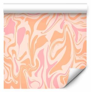 Tappezzerie Vortice di pesca - forme astratte di colore rosa e arancione