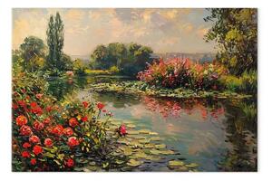 Quadro Summer Garden - uno stagno fiorito ispirato al dipinto di Monet