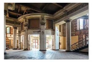 Quadro moderno Sala abbandonata - architettura elegante con grandi finestre e colonne