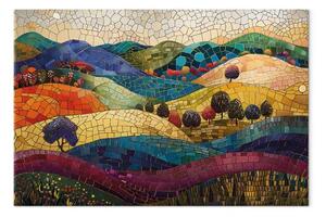 Quadro su tela Colline colorate - paesaggio klimtiano con colline a mosaico