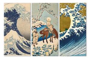 Quadro su tela Xilografie giapponesi - scene classiche della natura e delle onde in stile ukiyo-e