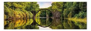Quadro Ponte del Diavolo - una misteriosa struttura sull'acqua circondata da una vegetazione lussureggiante