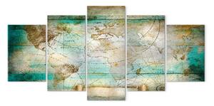 Quadro Mappa con accento turchese (5 pezzi) largo