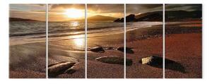 Quadro su tela Spiaggia a Rafailovici - paesaggio al tramonto (5 pezzi) stretto
