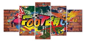 Quadro Football Graffiti - Colorful Soccer Art on Brick Wall Background