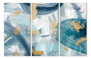 Quadro moderno Tratti astratti - Motivi blu e oro in tre pannelli