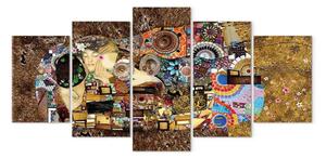 Quadro contemporaneo L'amore secondo Klimt (5 pezzi) largo
