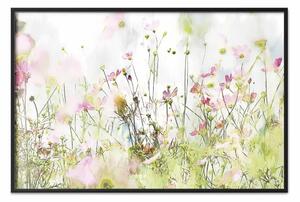 Poster: Prato estivo - paesaggio con fiori di campo in colori pastello