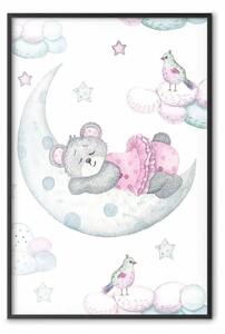 Poster: Notte di sonno - orsacchiotto in pigiama rosa nel cielo