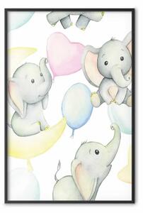 Poster: Elefanti tra le nuvole - simpatici personaggi che giocano nell'aria
