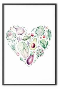 Poster: Cuore verde - verdure a forma di cuore con melanzane