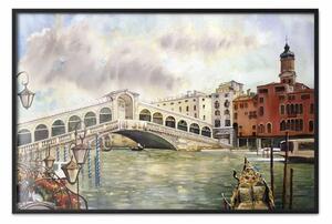 Poster: Rialto a Venezia - paesaggio romantico con ponte e gondole