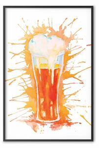Poster: Schiuma di birra - immagine colorata di una pinta e sfondo vibrante
