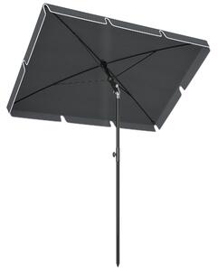 Outsunny Ombrellone da Giardino Rettangolare con Inclinazione Regolabile e Palo in Alluminio, 198x130x240cm, Grigio e Nero|Aosom