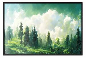 Poster: Sogni di foresta - paesaggio magico con cielo luminoso