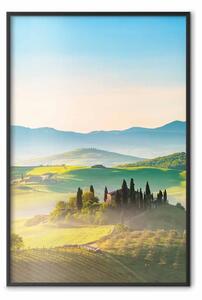 Poster: Mattina in Toscana - sole nascente sui vigneti