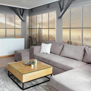 Carta da parati Vista dalla finestra - panorama cittadino nella luce dorata