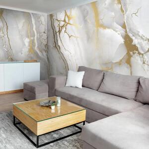 Carta da parati Sottigliezza del marmo - texture lussuosa con venature d'oro