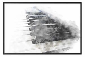Poster: Tastiera musicale - acquerello di un pianoforte in toni monocromatici