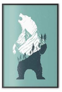 Poster: Gigante della foresta - orso con elementi naturali