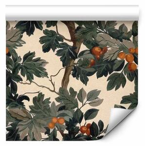 Tappezzerie Rami d'autunno - illustrazione di foglie e frutti su un albero