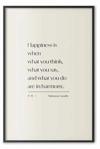 Poster: Gandhi - citazione su felicità e armonia