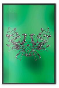 Poster: Rare design - forme metalliche astratte su sfondo verde brillante